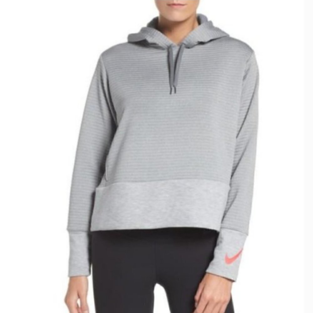 NIKE Dri-Fit Ribbed Training Hoodie Grey size Medium